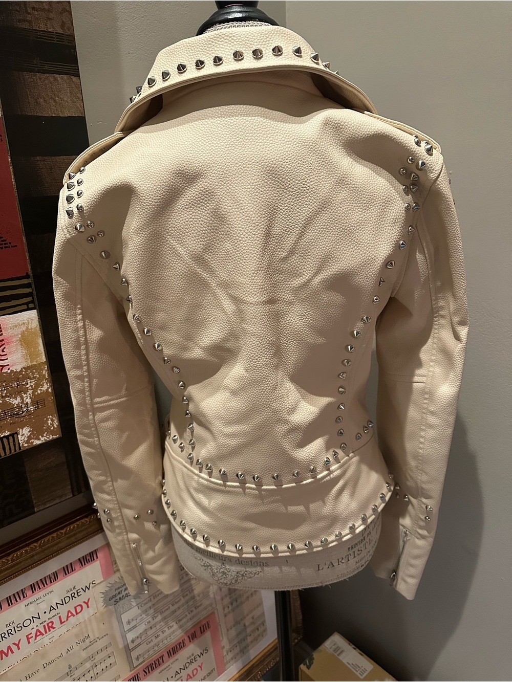 Azalea Wang Studded Cream Leather Moto Jacket — NWOT - Picture 6 of 14